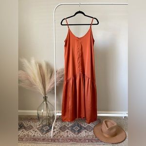 Summer Boho Rust Spaghetti Strap Dress